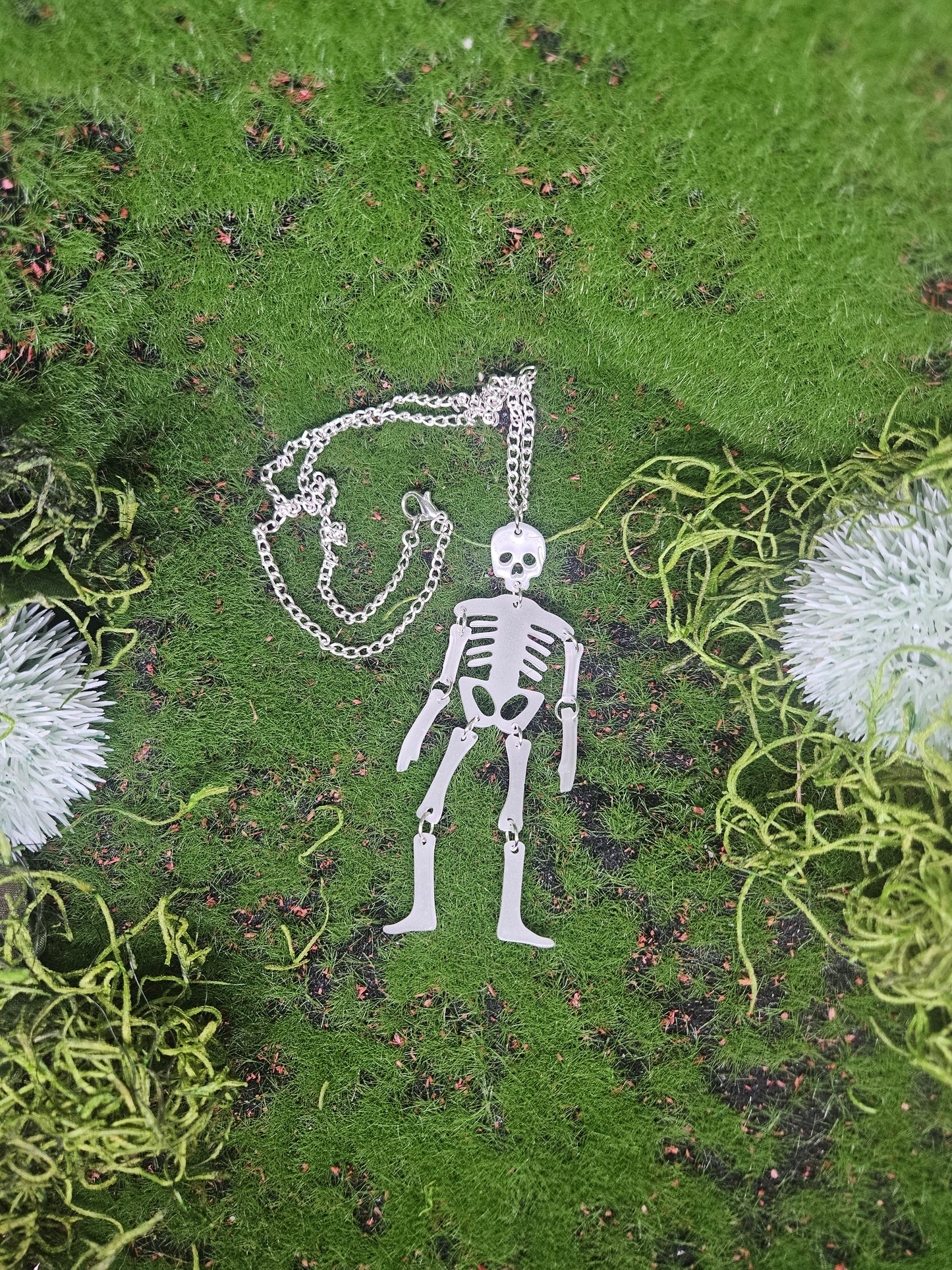 Glow in the dark skeleton bones necklace