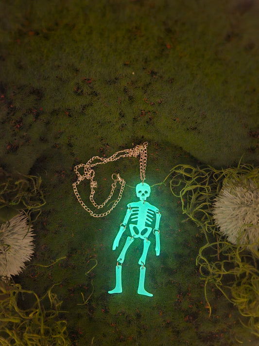 Glow in the dark skeleton bones necklace