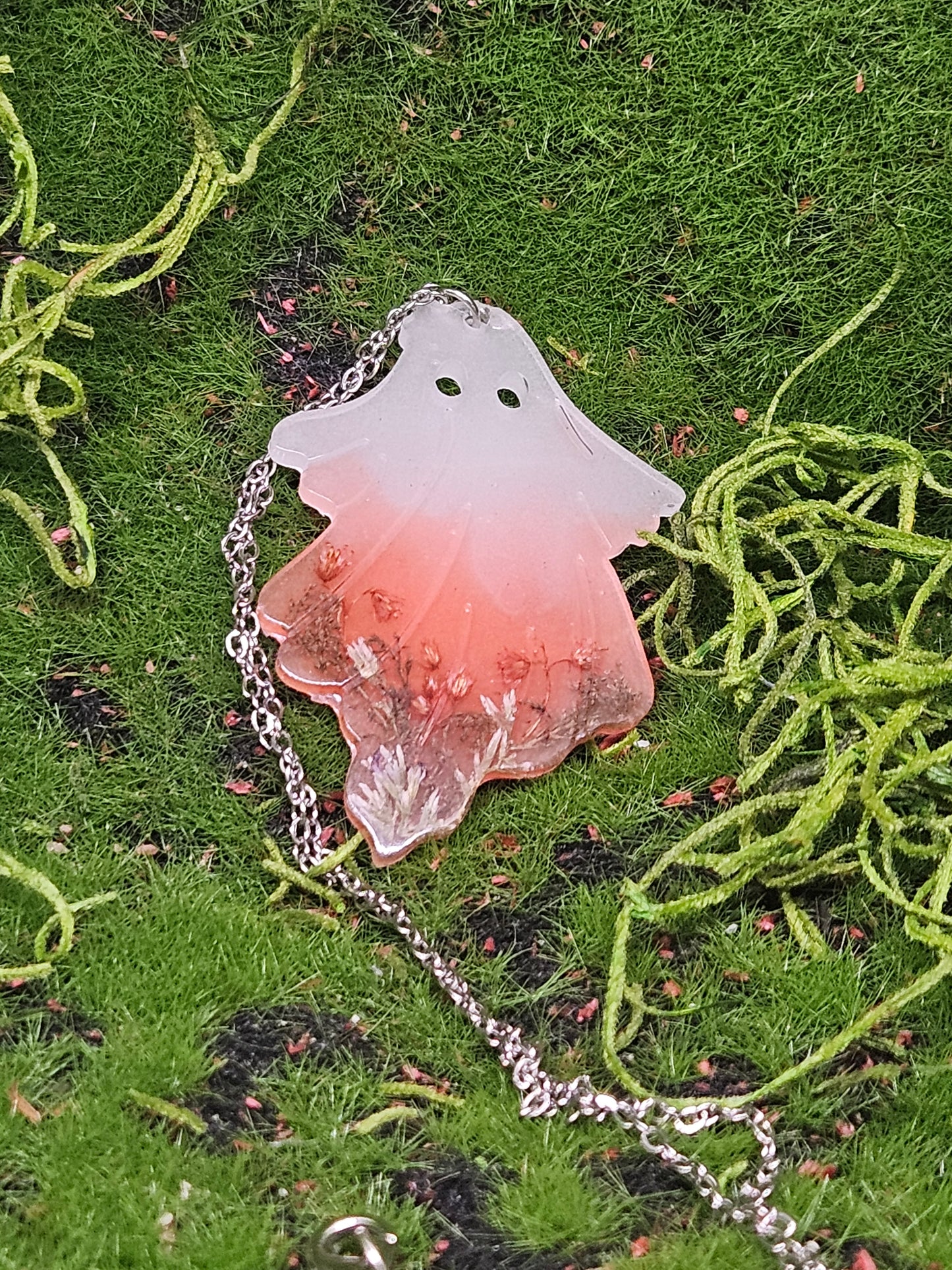 Floral Glow in the Dark Ghost Necklace