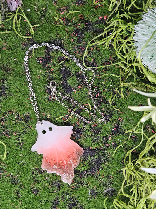 Floral Glow in the Dark Ghost Necklace