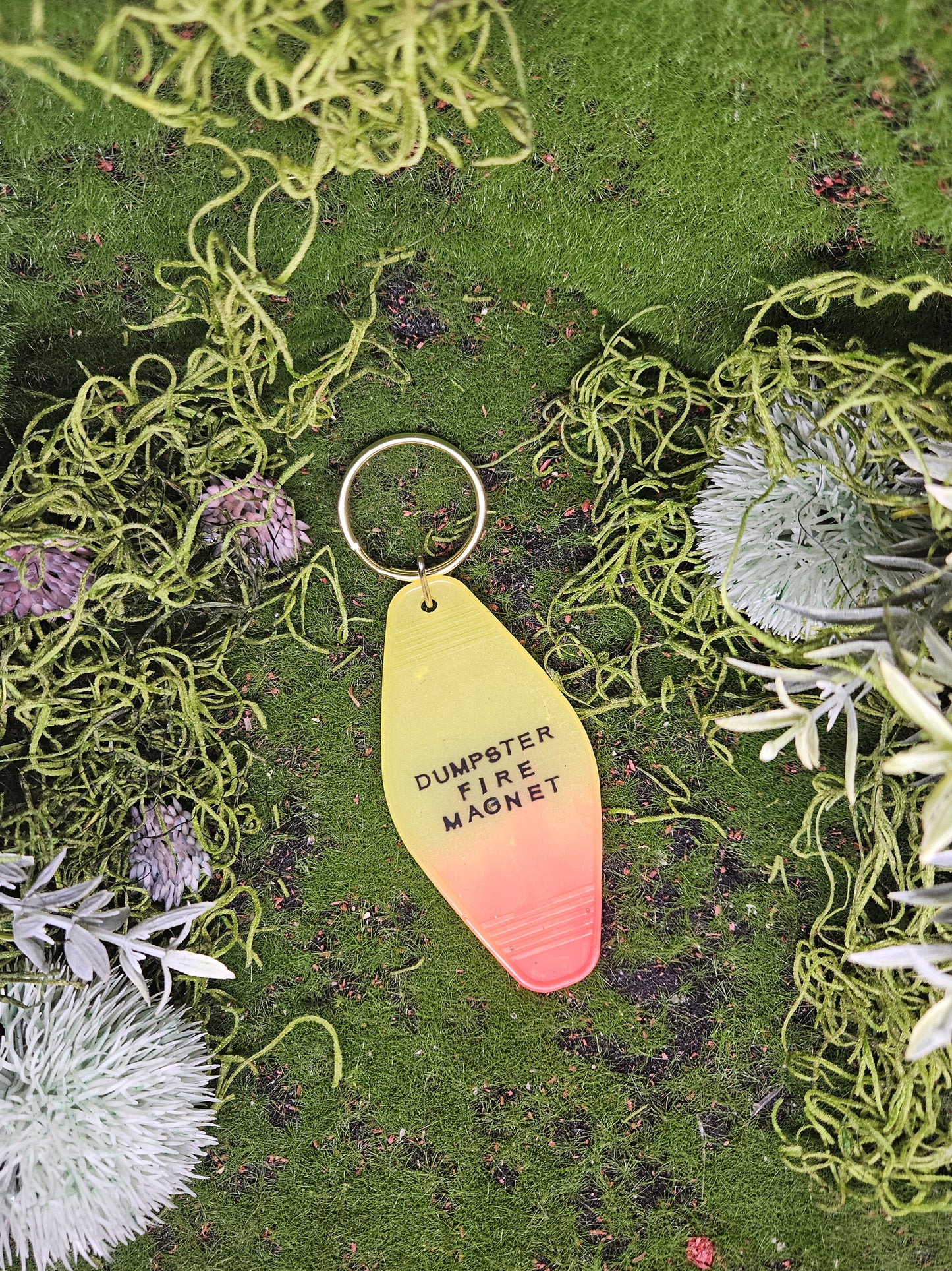 Dumpster Fire Magnet Keychain