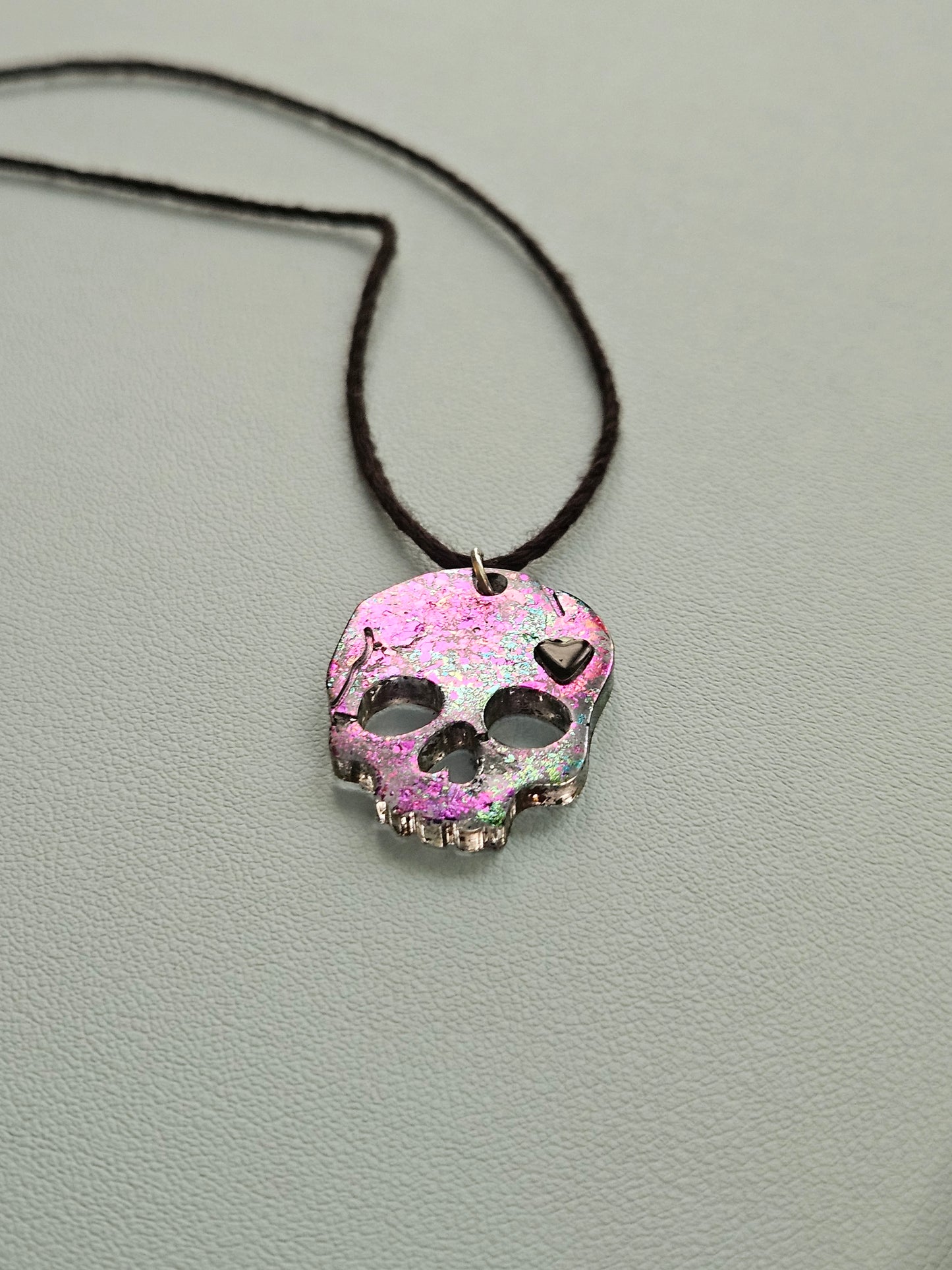 Skull with Heart Necklace