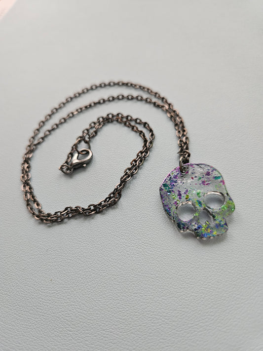 Oil slick Skull Necklace