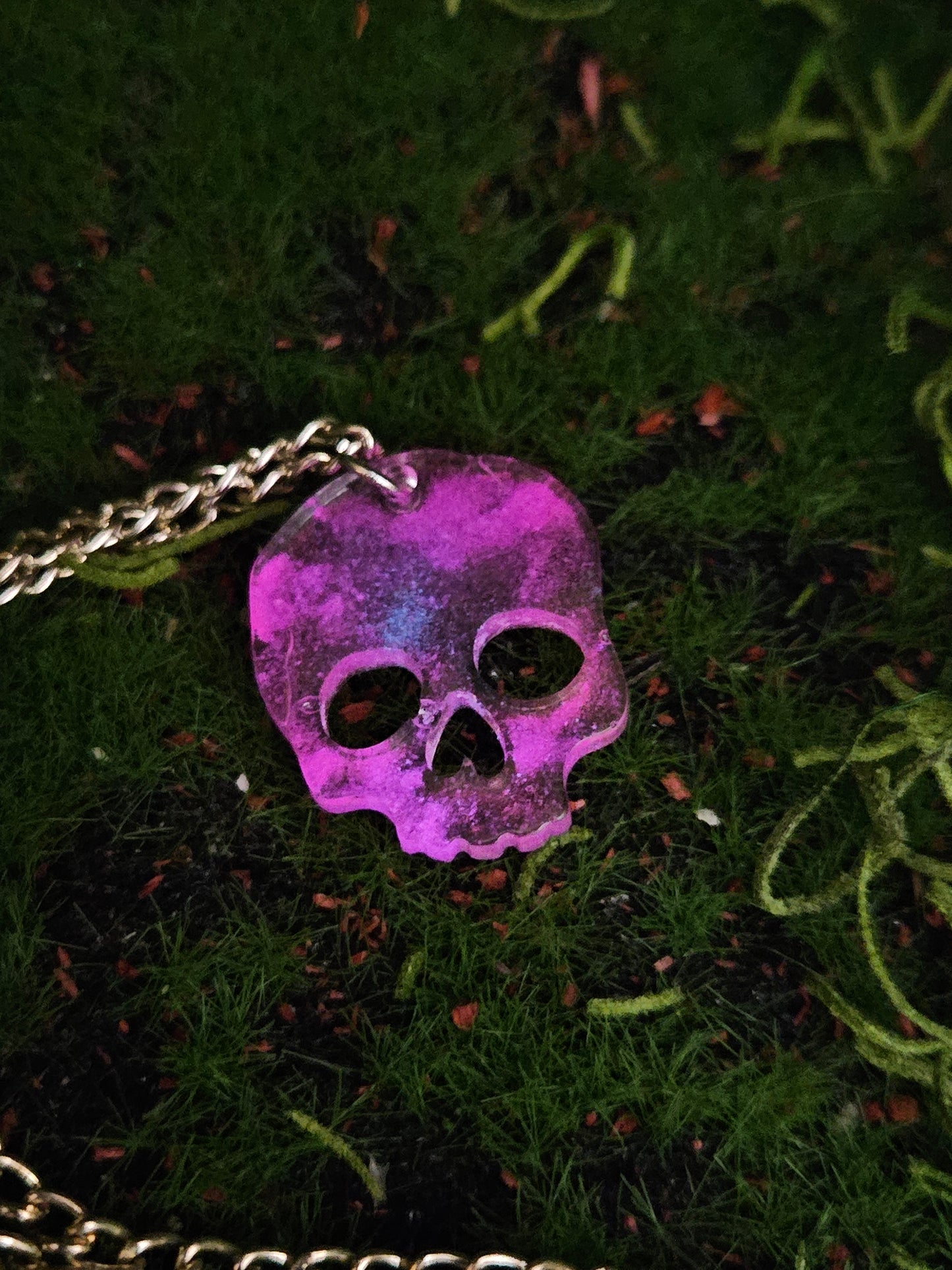 Pink Glow in the Dark Skull Necklace